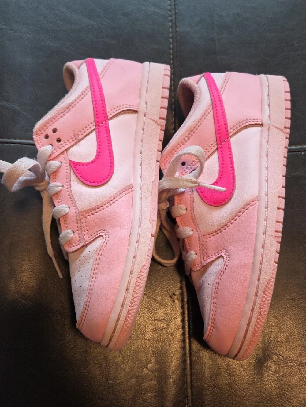 Nike Light Pink Low-Top Sneakers with Hot Pink Swoosh